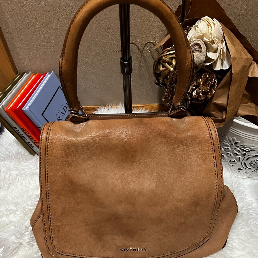 Givenchy Tan Leather Large New Line Flap Tote Shoulder Bag - Picture 1 of 12